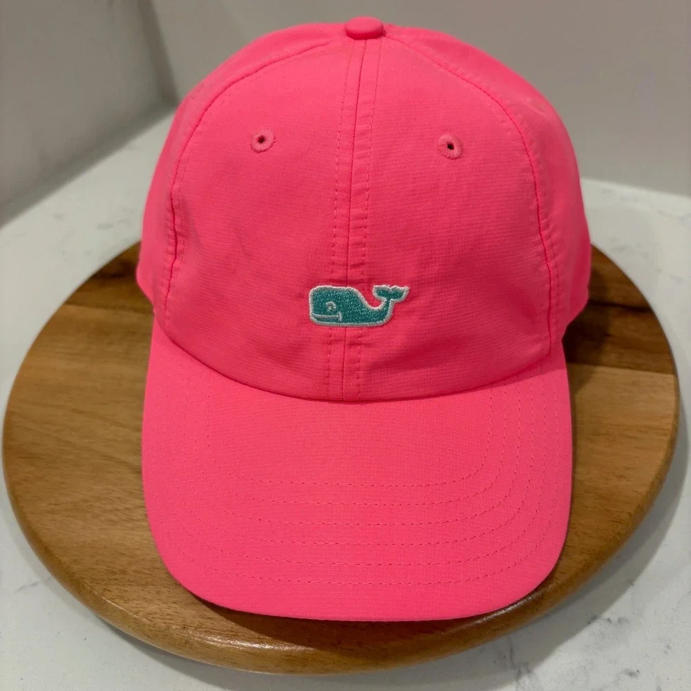 Vineyard Vines Performance Hat Mens Pink Whale Logo Adjustable Strapback